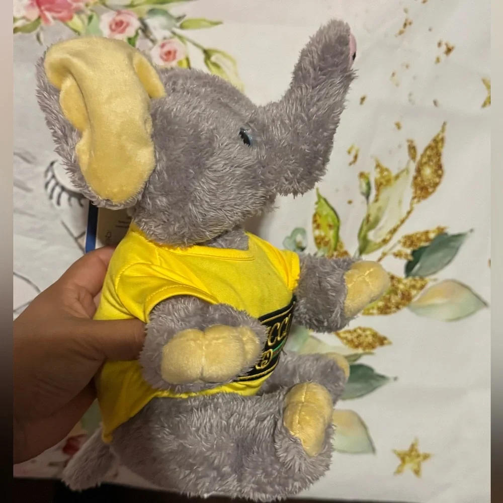 Charming Gray Elephant Toy with Yellow Accents